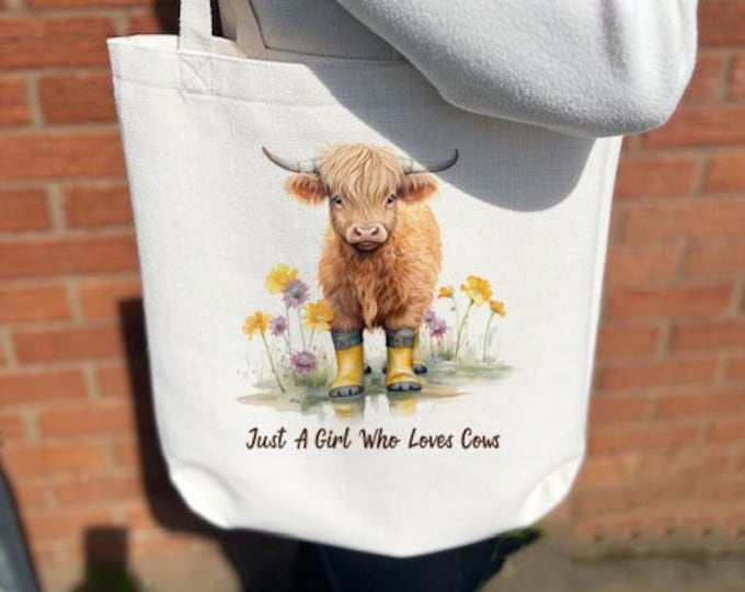 Personalised Highland Cow Tote Bag, 4 Designs