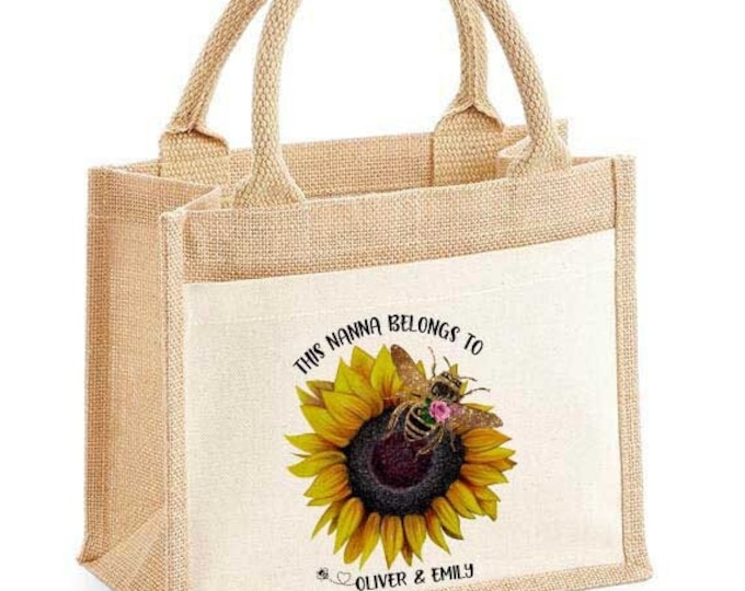 Personalised Sunflower Bee Jute Bag