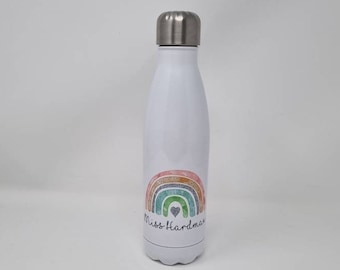 Personalised Water Bottle Rainbow, Bowling Pin Bottle, Water Bottle, Drinks Flask, Drink Bottle, Rainbow Gift, Rainbow Water Bottle