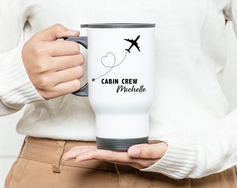 Cabin Crew Travel Mug, Airport Worker Accessory, Flight Attendant Mug, Airline Worker Gift, Pilot Mug, Air Hostess Work