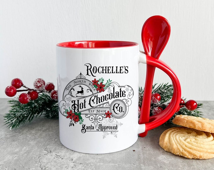 Christmas Traditional Hot Chocolate Mug With Spoon