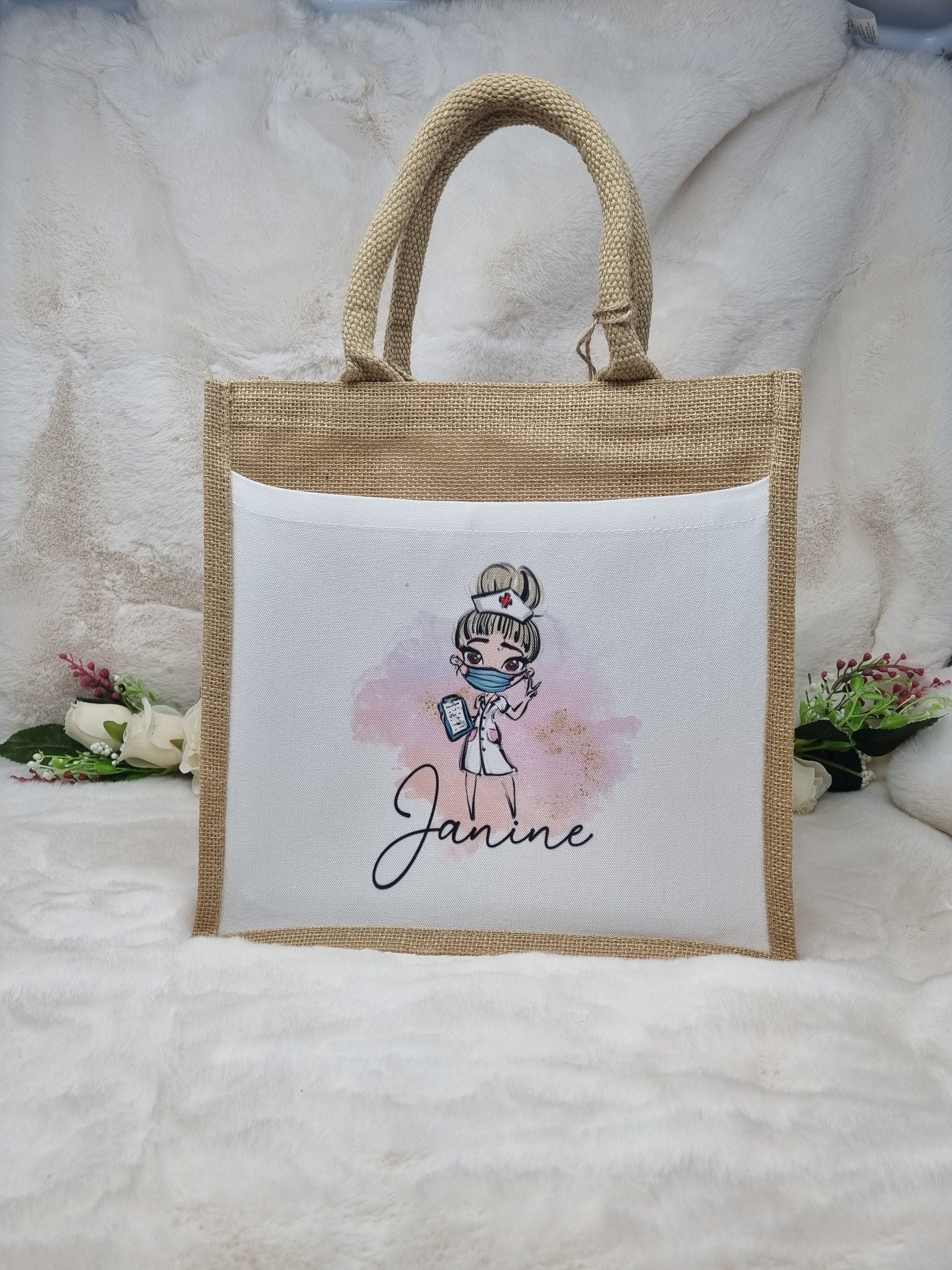 Nurse Jute Bag Nurse Lunch Bag Personalised Nurse Lunch Bag Etsy