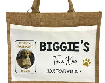 Personalised Dog Holiday Travel Bag Kennel Storage Hessian Eco-friendly Pet Travel Jute Bag For Life