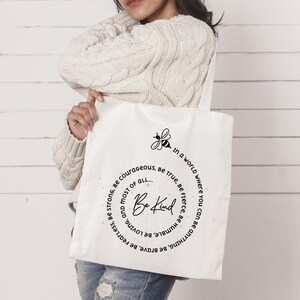 Be Kind Tote Bag, Bee Bag, Bumblebee Gift, Bee Kind Bag