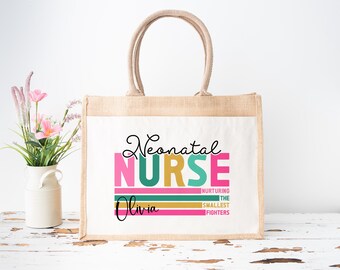 Neonatal Nurse Work Bag, Nurse Lunch, Uniform, College Jute Bag, Student Nurse Baby Unit Gift, NICU Work Tote Bag