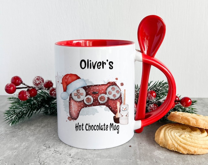 Christmas Gaming Hot Chocolate Mug With Spoon