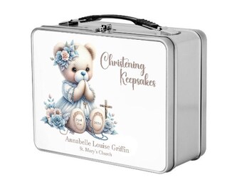 Christening Baptism Keepsake Metal Box Christening Gift Naming Ceremony Personalised Keepsake Box Suitcase Style