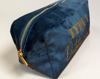 Type 1 Diabetes  Bag, Diabetes Organiser, Diabetic Travel Case, Medical Supplies Organiser, Blue Topaz Velvet Pouch, Type 1 Diabetic Gift