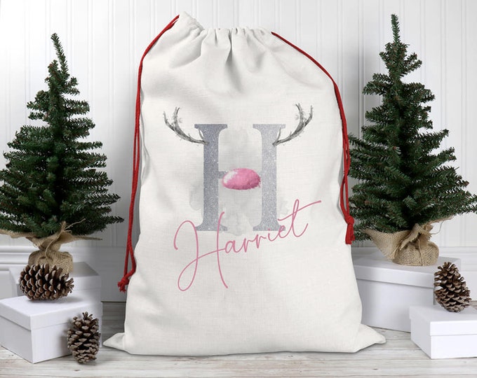 Large Personalised Christmas Sack With Name and Initial