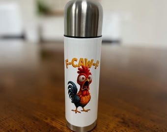 Personalised Funny Chicken Thermos Flask, Stainless Steel Travel Coffee Mug