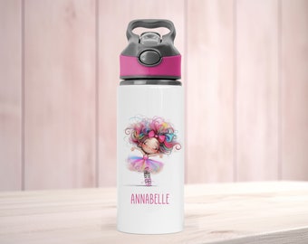 Personalised Ballerina Water Bottle, Ballet Water Bottle, Ballerina Gift, Dance Gift, Kids Water Bottle, Dance Theme Bottle