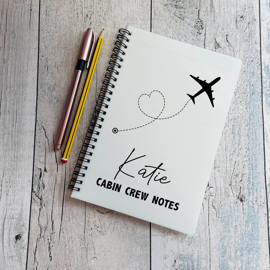 Personalised Cabin Crew Notebook, Airline Worker Gift, Flight Attendant