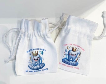 Personalised Tooth Fairy Bags Boys and Girls Small Drawstring Tooth Bag Pouch With Letter and Receipt
