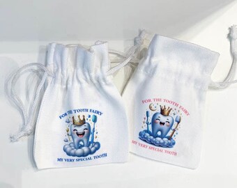 Personalised Tooth Fairy Bags Boys and Girls Small Drawstring Tooth Bag Pouch With Letter and Receipt