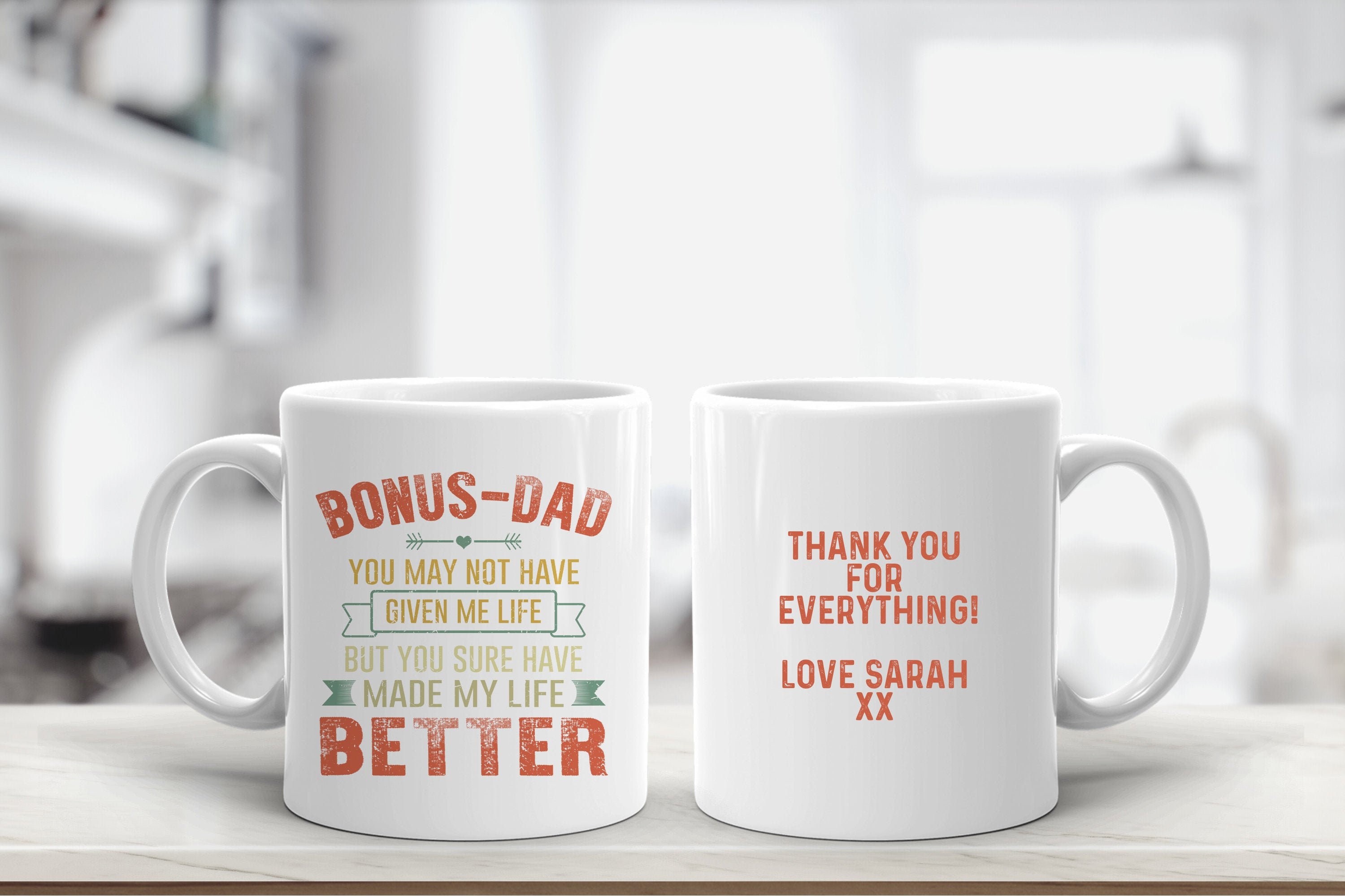 Personalised Bonus Dad Mug, Step Dad Mug, Father's Day Gift, Birthday Gift,  Gift For Bonus/Step Dad