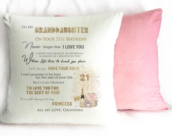 18th, 21st, Milestone Granddaughter, Daughter, Niece Gift, Milestone Cushion, Special Birthday Female Relation Keepsake, Teen Birthday Gift