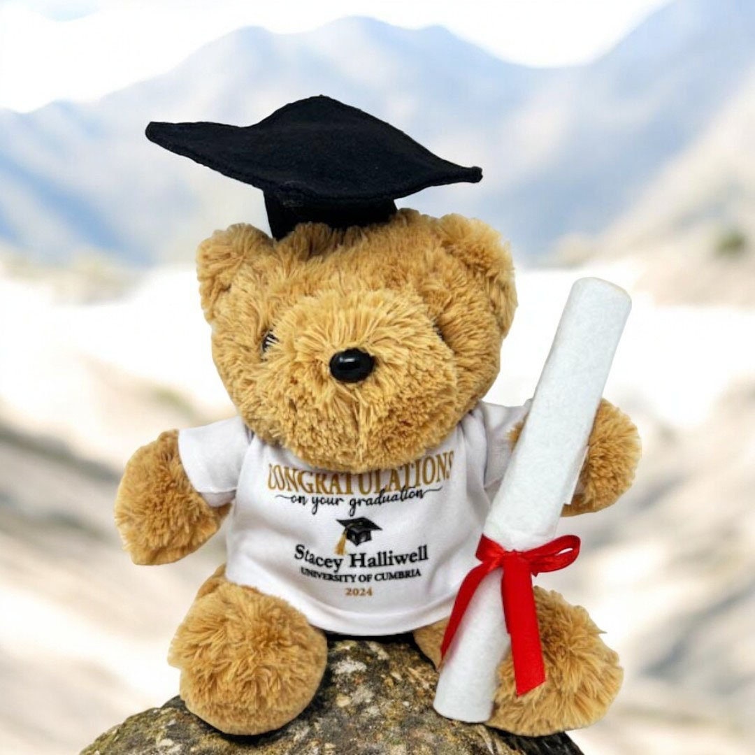 Personalised Graduation Teddy Bear With Box Graduate Congratulations University Bear With Cap End of Year Graduate Etsy