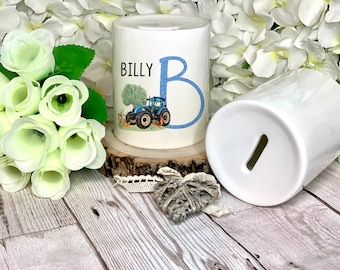 Personalised Tractor Initial Money Box