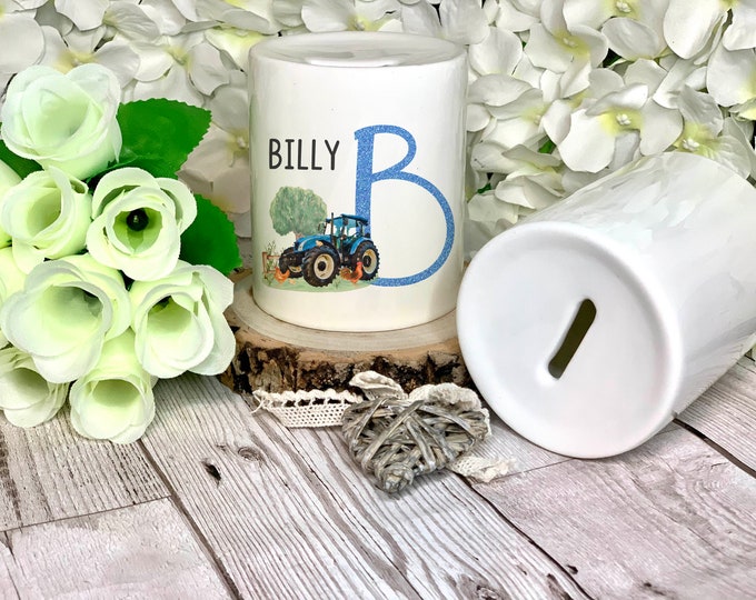 Personalised Tractor Initial Money Box