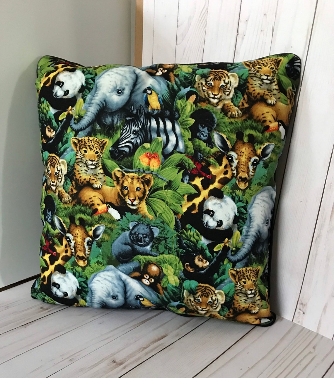 Jungle Animals Cushion Handmade Set 18x18 Etsy