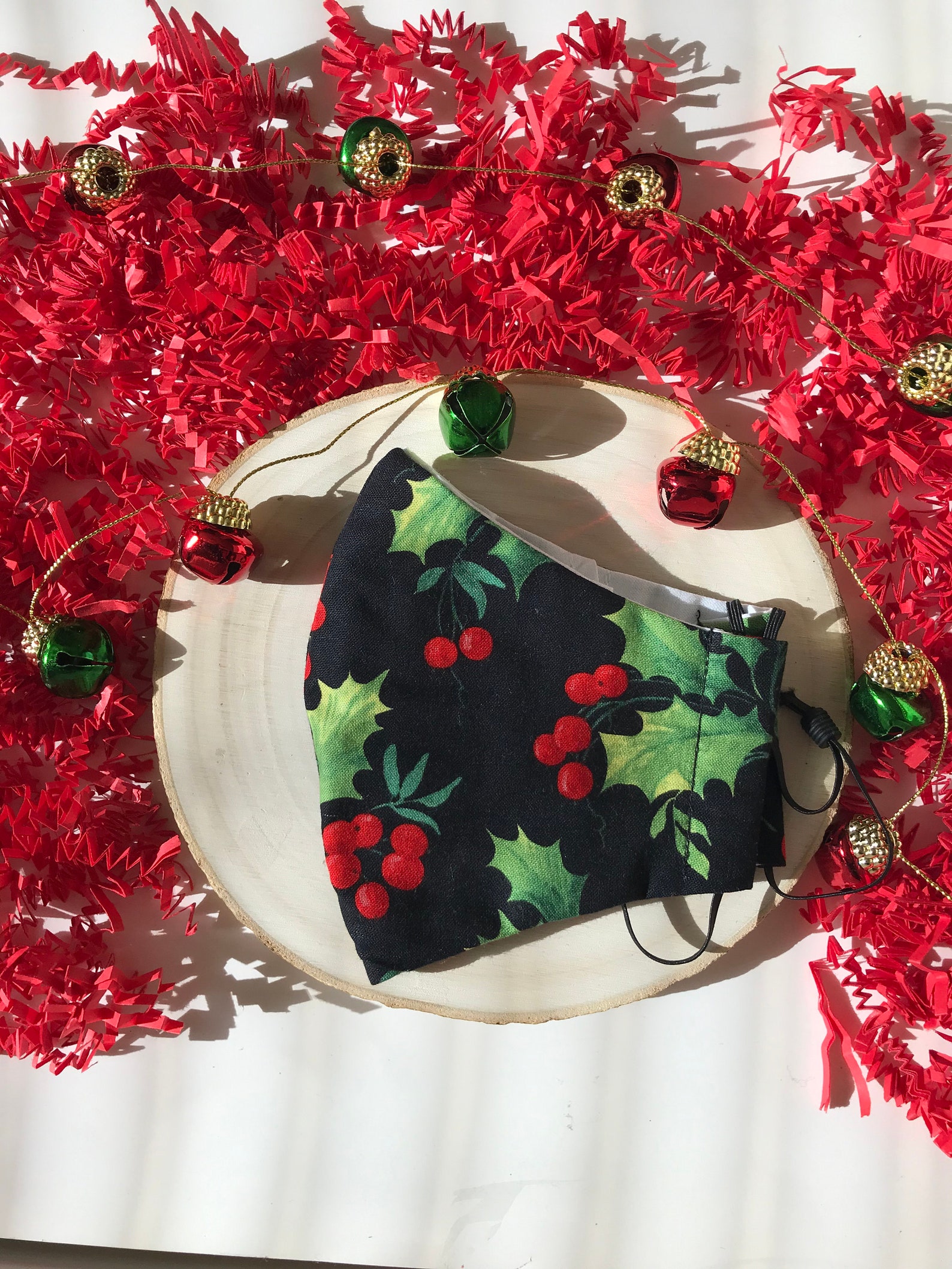 Holly Face Mask Christmas face mask Reusable face mask Etsy