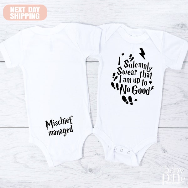 I Solemnly Swear that I am Up to No Good Onesie®, Wizard Onesie®, HP Fan Onesie®, Funny Toddler Onesie®, baby gift, Little hero