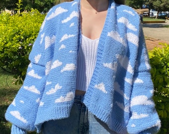 Winter Cardigan With Clouds knitting 