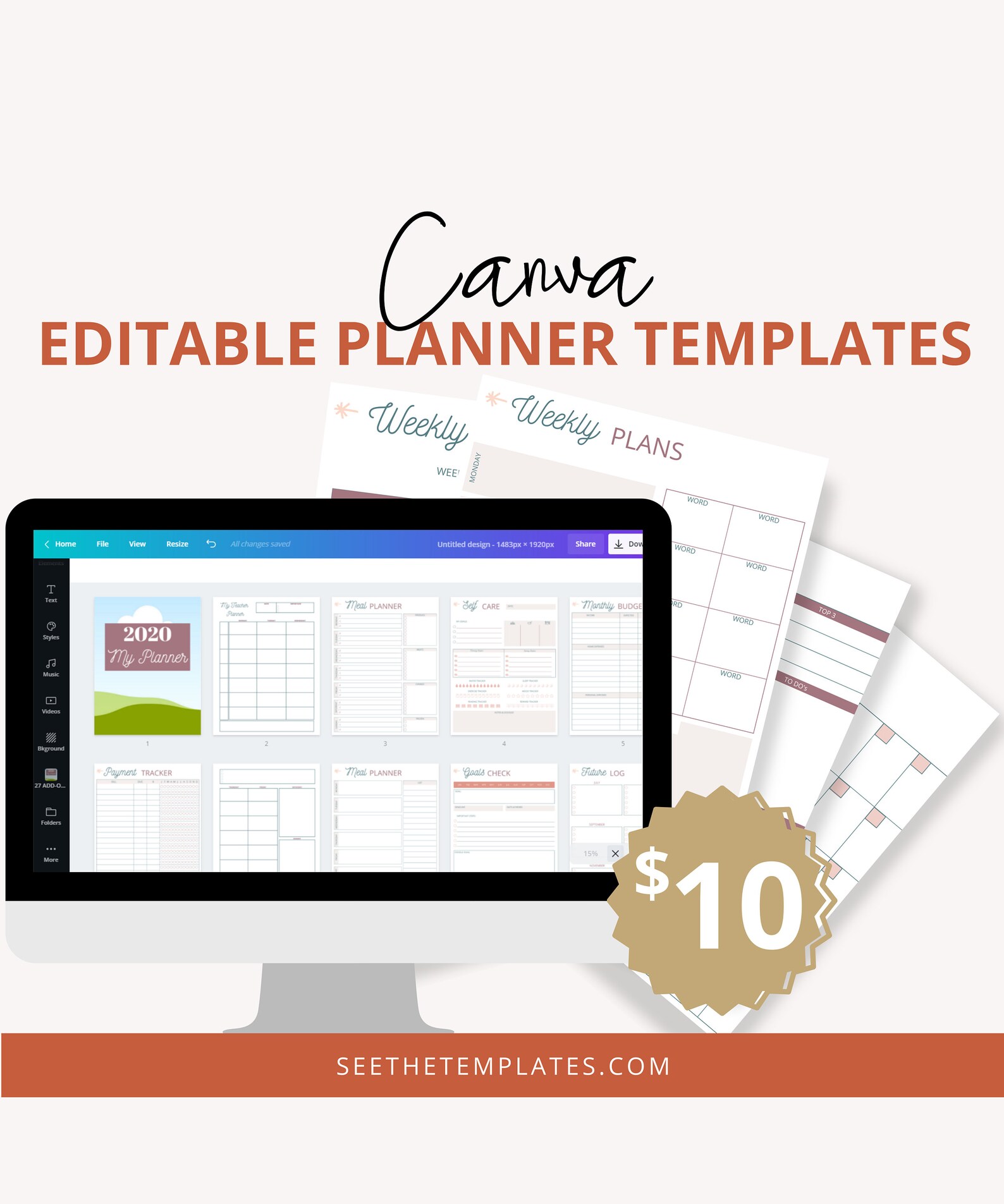 COMMERCIAL LICENSE Canva Editable Planner Templates Editable | Etsy