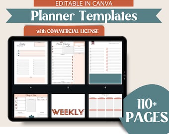 Plantillas de planificador de Canva: planificador digital editable para uso comercial