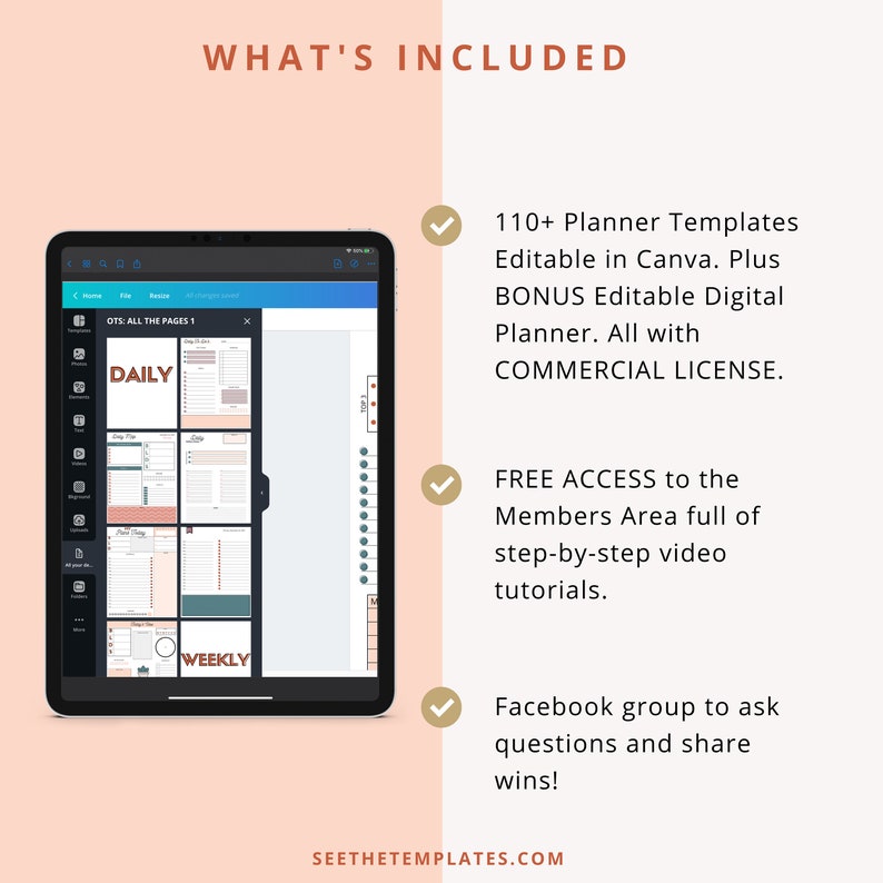 COMMERCIAL LICENSE Canva Planner Templates Canva Template | Etsy