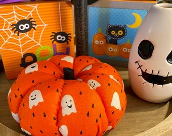 Ready to Ship Handmade stuffed pumpkin Tiered tray or centerpiece decor for Halloween or Fall mix and match your own set