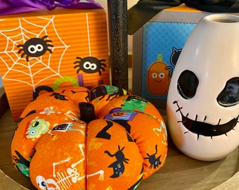 Ready to Ship Handmade stuffed pumpkin Tiered tray or centerpiece decor for Halloween or Fall mix and match your own set