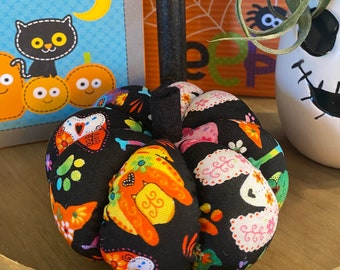 Ready to Ship Handmade Halloween fabric pumpkin Tiered tray or centerpiece decor stuffed pumpkins bowl filler Fall