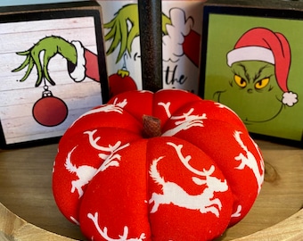 Ready to ship Handmade Stuffed Fabric Pumpkin for Christmas Winter Holidays Tiered Tray Decor Accents Centerpiece mix and match your own set
