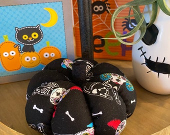 Ready to Ship Handmade Halloween fabric pumpkin Tiered tray or centerpiece decor stuffed pumpkins bowl filler Fall