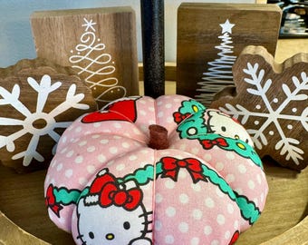 Ready to ship Handmade Stuffed Fabric Pumpkin for Christmas Winter Holidays Tiered Tray Decor Accents Centerpiece mix and match your own set