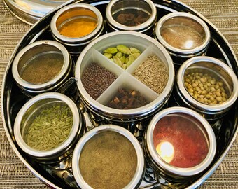 Indian Spice Box With Spices | Foodie Gift | Organic Spices | Unique Spice Box with Individual containers | Care Package Box
