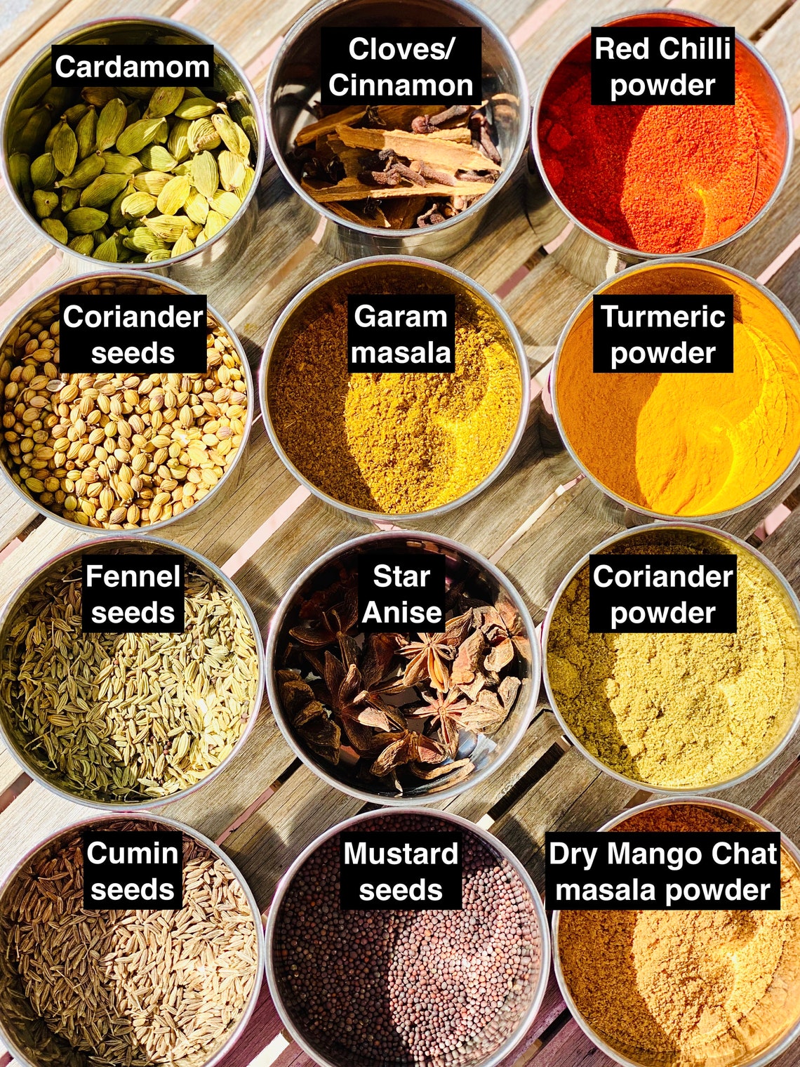 Set of 12 Indian Spice Collection Authentic Spices Ideal Etsy
