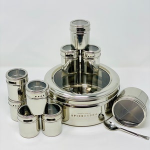 Stainless Steel Indian Spice Box , Salt Pepper Unique Design for Spices, Stainless Steel Masala Dabba, Spice Container, Kitchen Spice Box Spice Box Only