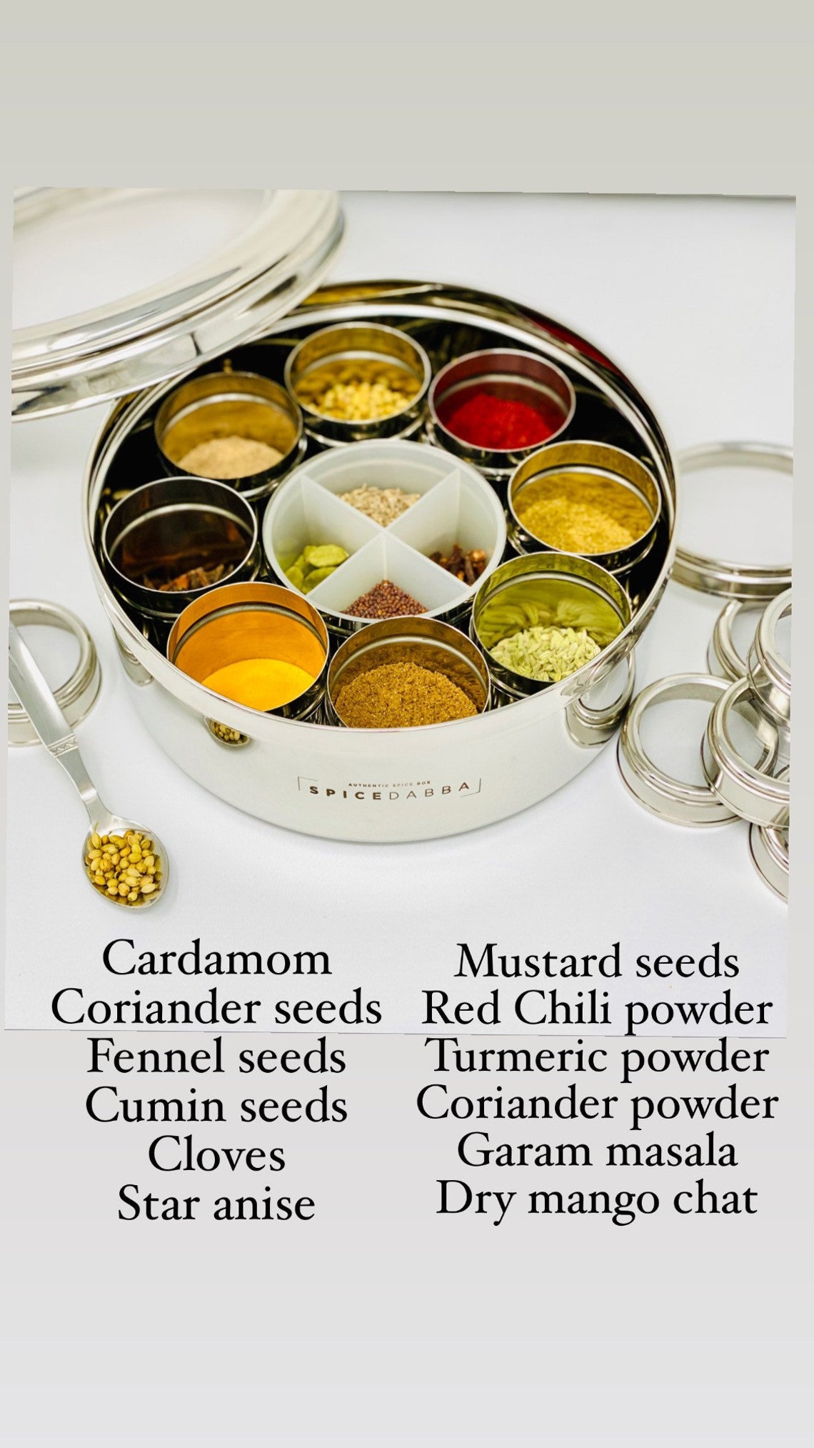 Spice Box Stainless Steel 12 Spices Authentic Spice Box Etsy