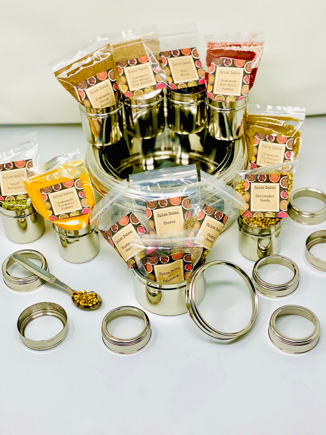 Spice Box Stainless Steel 12 Spices Authentic Spice Box Etsy