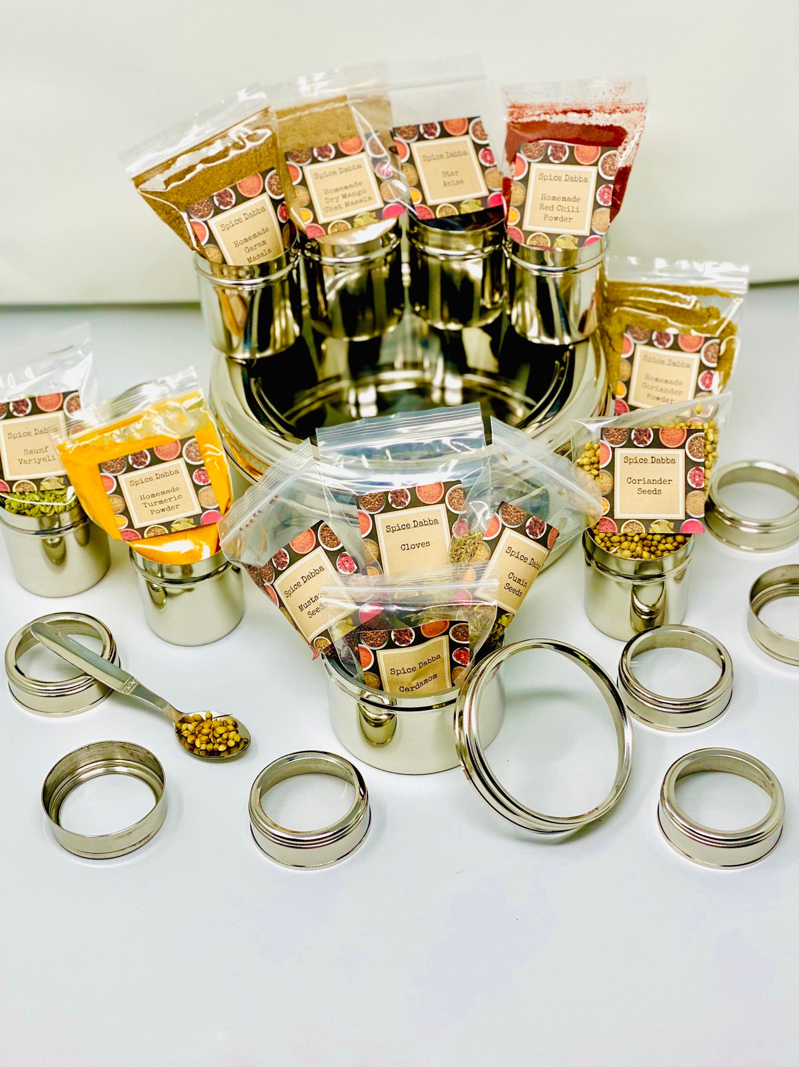 Spice Box Stainless Steel 12 Spices Authentic Spice Box Etsy