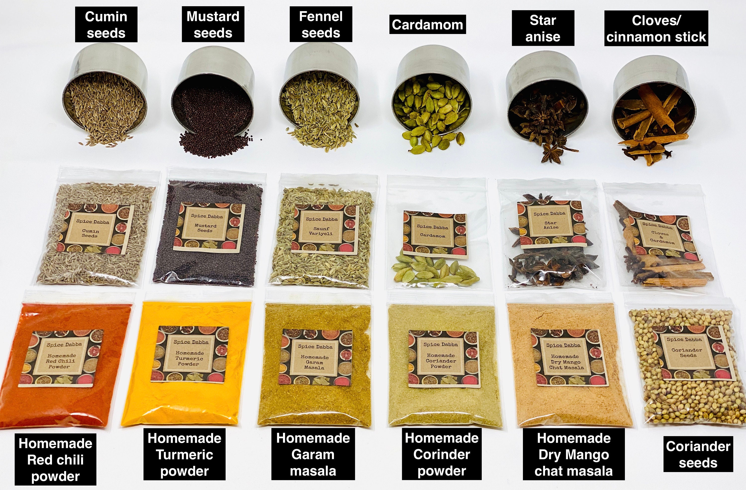 Set of 12 Indian Spice Collection Authentic Spices Ideal Etsy UK
