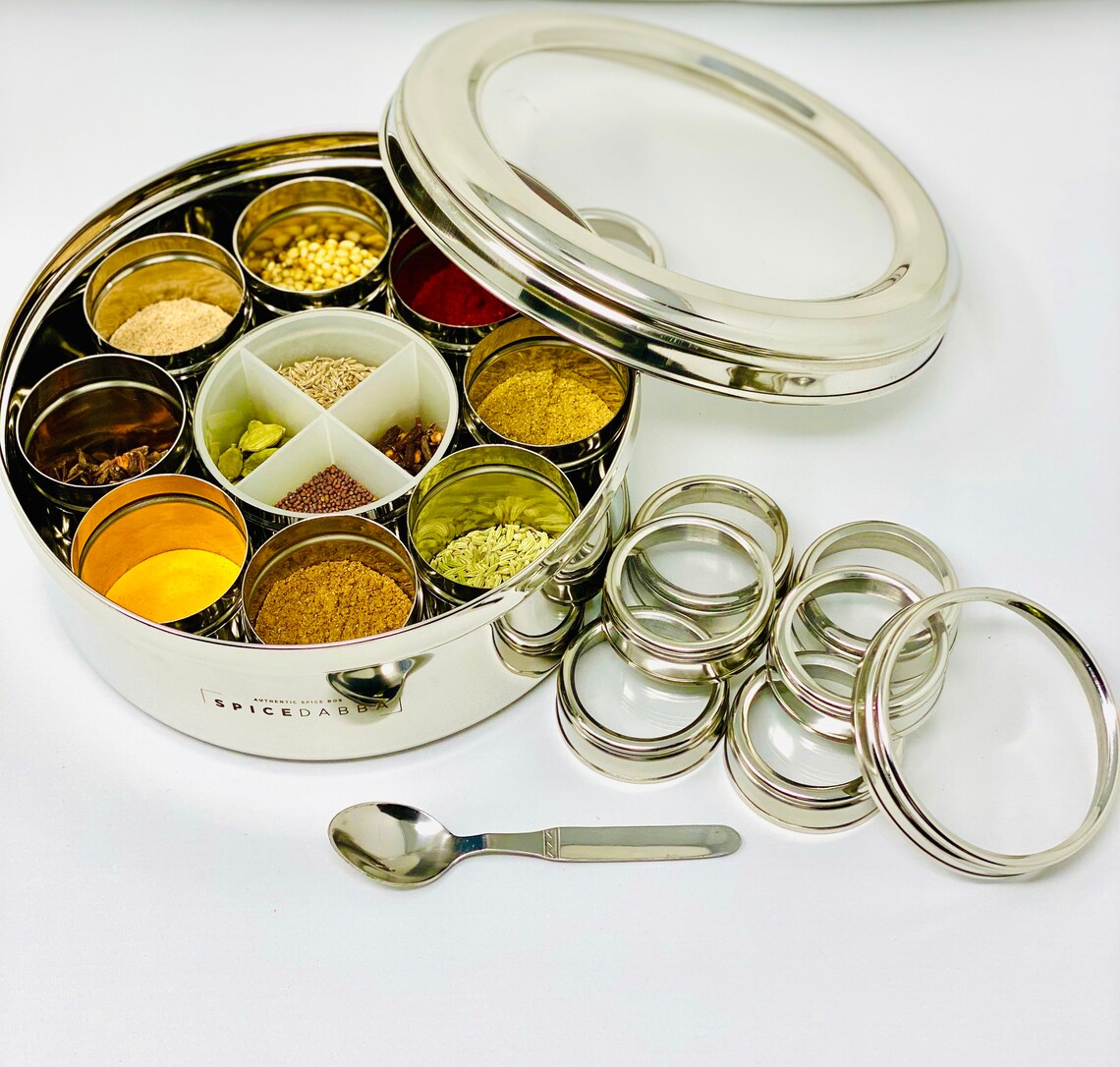 Spice Box Stainless Steel 12 Spices Authentic Spice Box Etsy