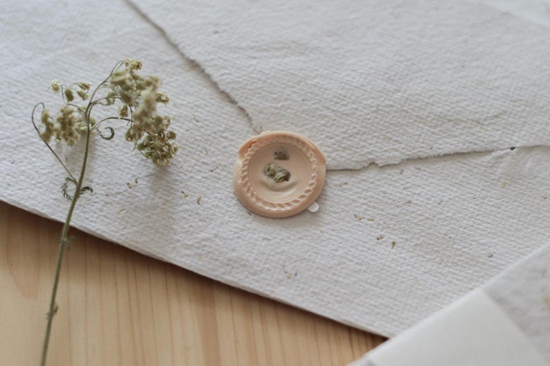Large handmade letter-size envelopes made from recycled paper and dried flowers with self-adhesive wax seals image 8