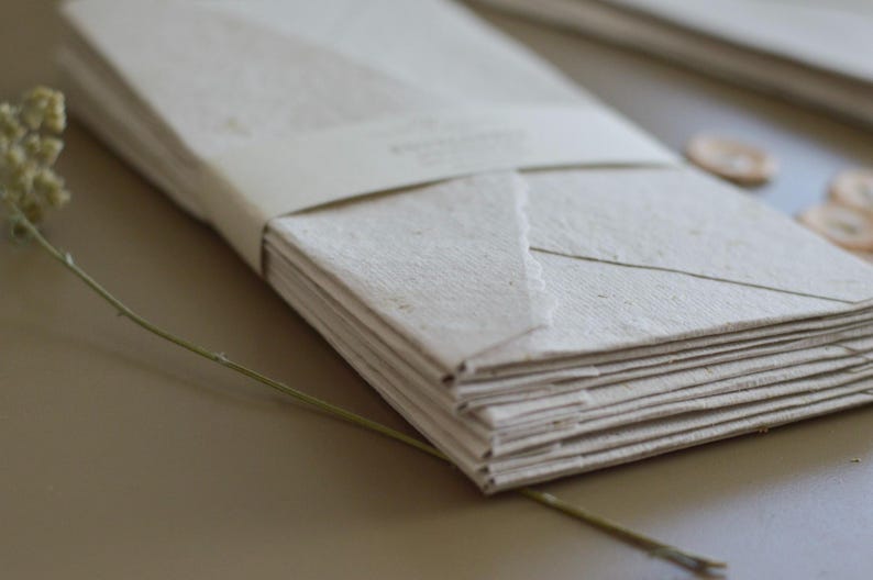 Large handmade letter-size envelopes made from recycled paper and dried flowers with self-adhesive wax seals image 6