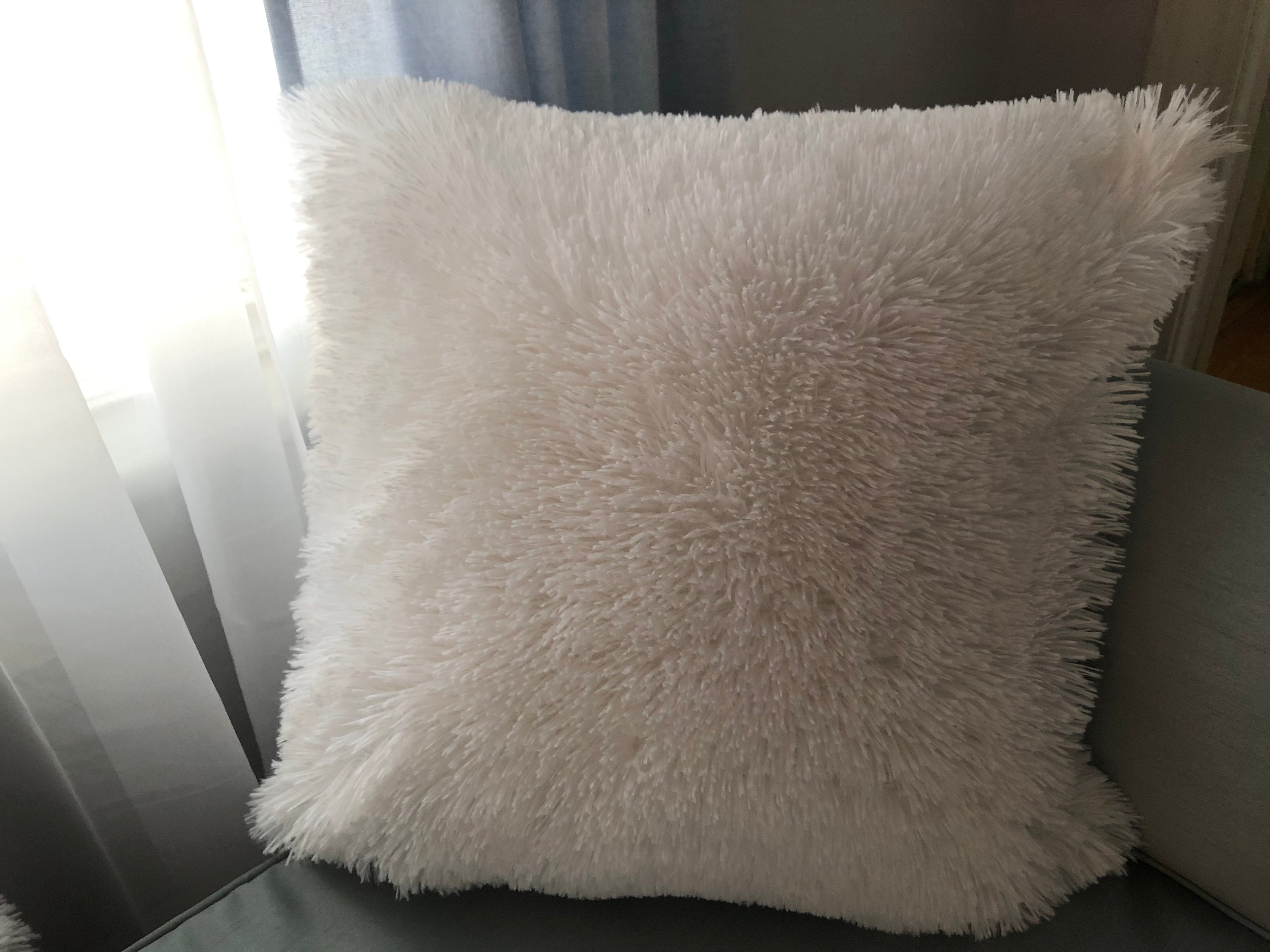 White Faux Fur Home Decor Throw Pillow Cover Etsy.de