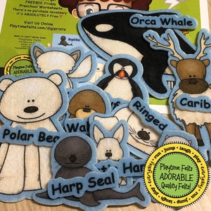 Arctic Animals Felt Toy Set, Polar Animals Preschool Learning Felt