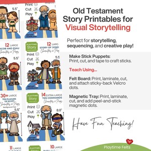 Bible Study Visuals Old Testament Characters Printable Puppet Set Story Telling Tools Teaching Resources Sunday School Activities Homeschool Materials Children Ministry Lessons Felt Board Figures Interactive Learning Educational Tools