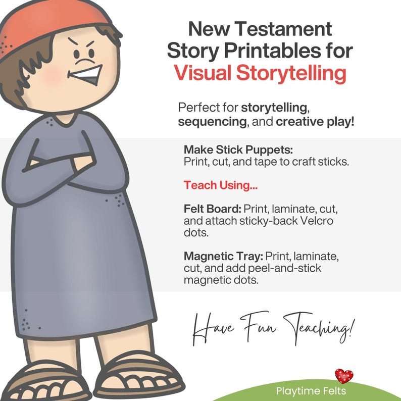 Printable Bible characters and props for the Wise and Foolish Builders. Stick puppets, felt board pieces, and sequencing visuals make learning this New Testament story fun. Use in Sunday school, homeschool, or for engaging Bible lessons.